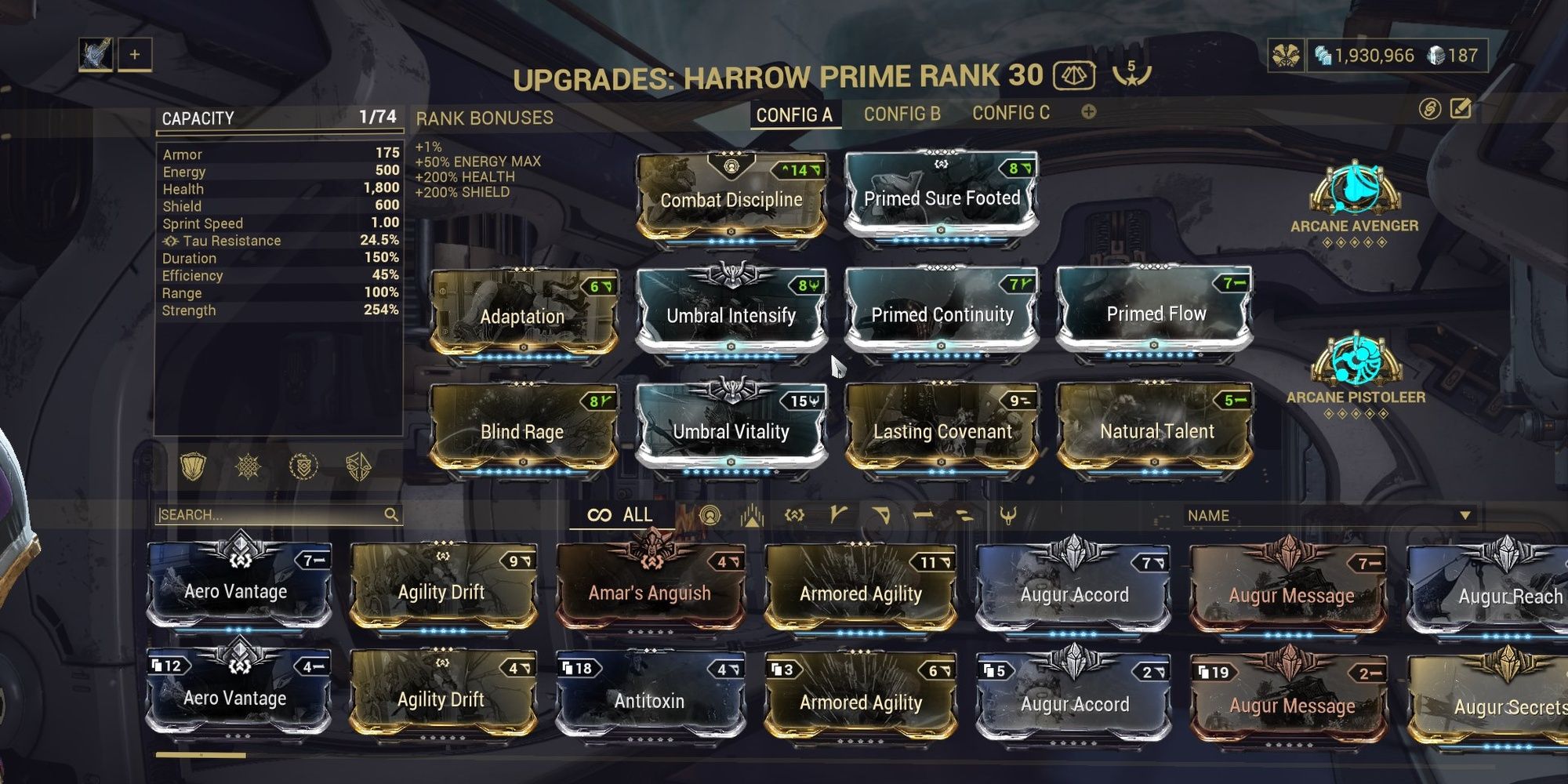 Warframe Harrow Endgame Pillage Build