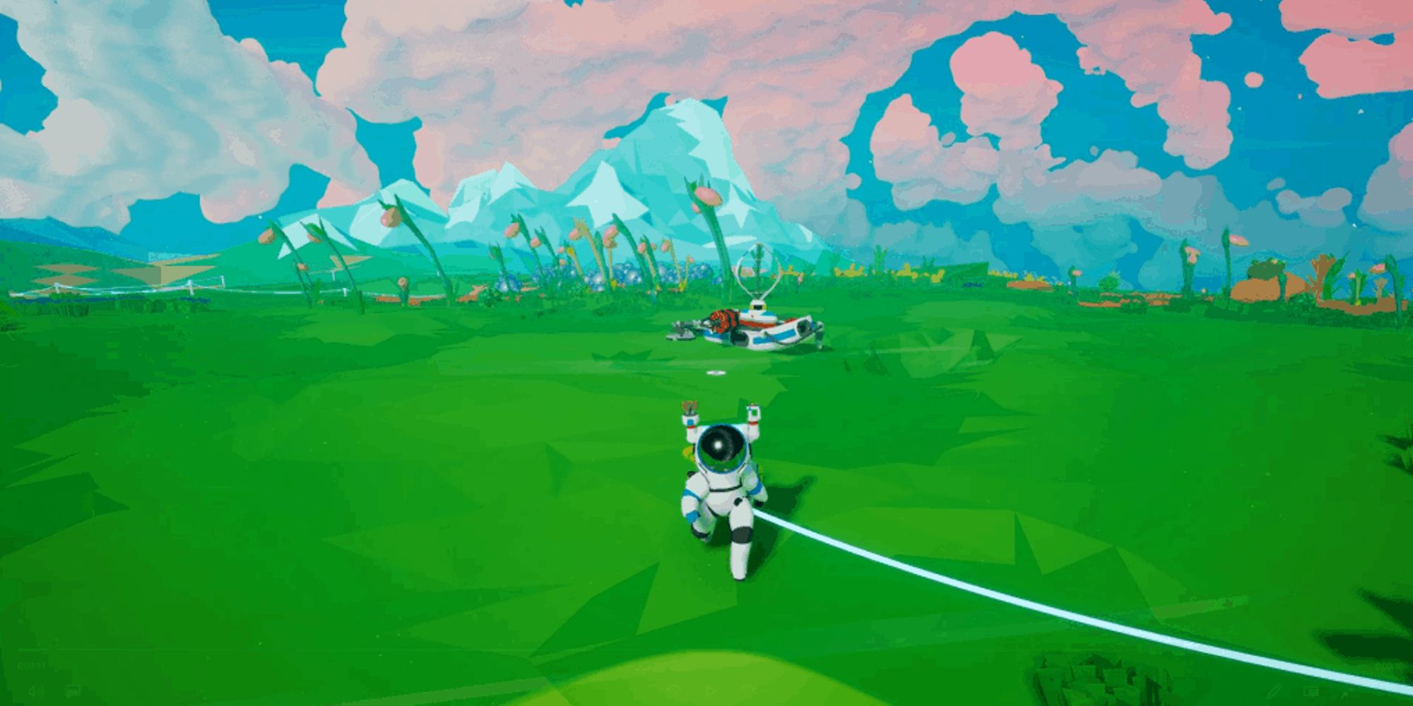 Astroneer Screenshot Of player running from debris