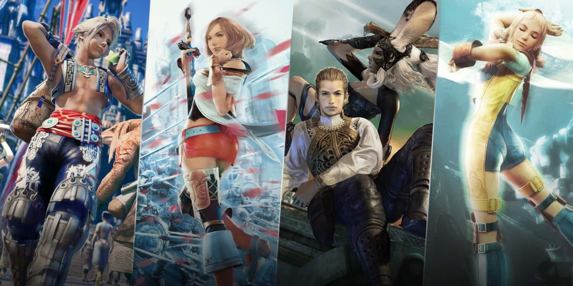 The main cast of Final Fantasy 12; Vaan, Ashe, Balthier, Fran, and Penelo