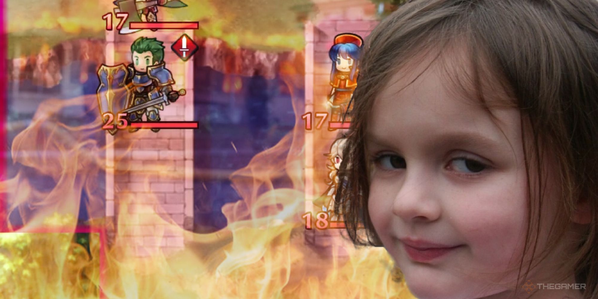 fire emblem heroes with the girl burning the house down meme