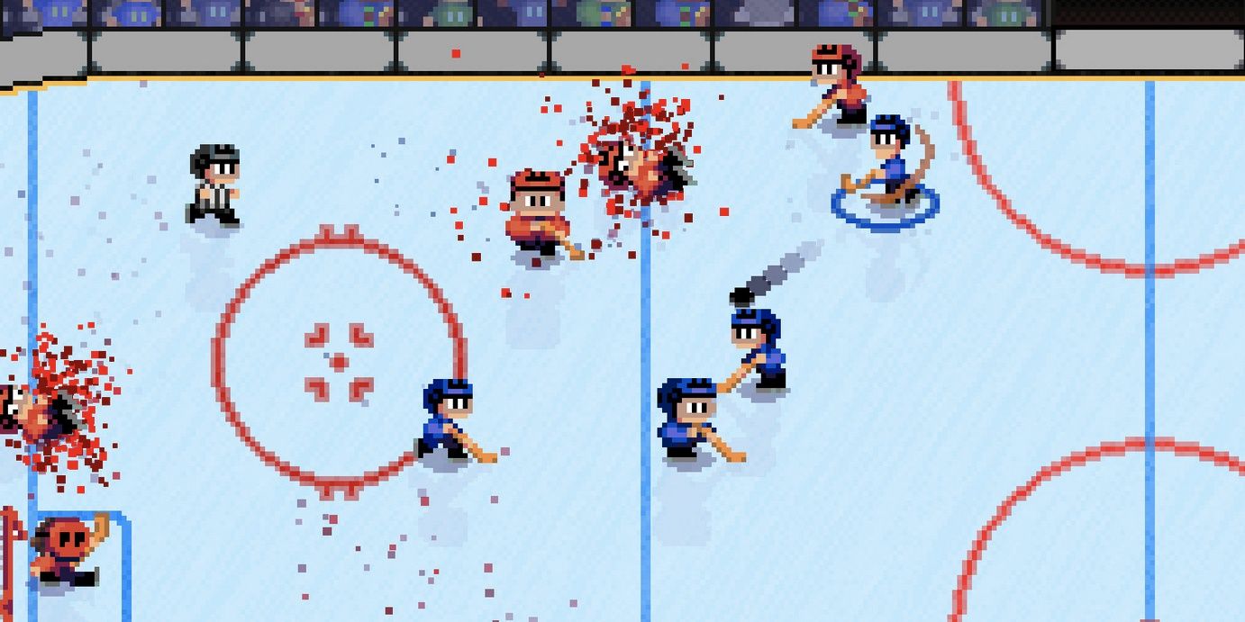 hockey game on rink in super blood hockey