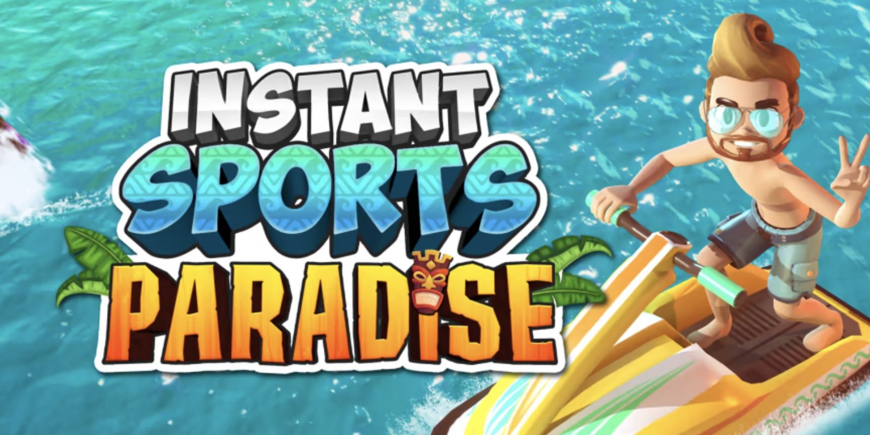 instant sports paradise log with wakeboarder and jetskier