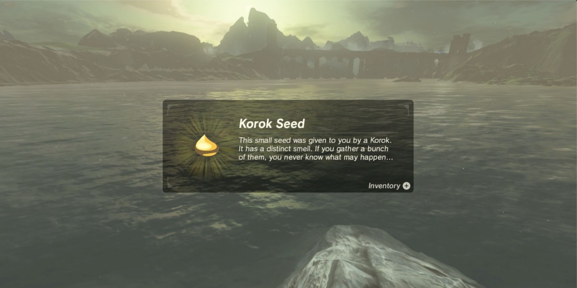 korok seed item description screen in breath of the wild