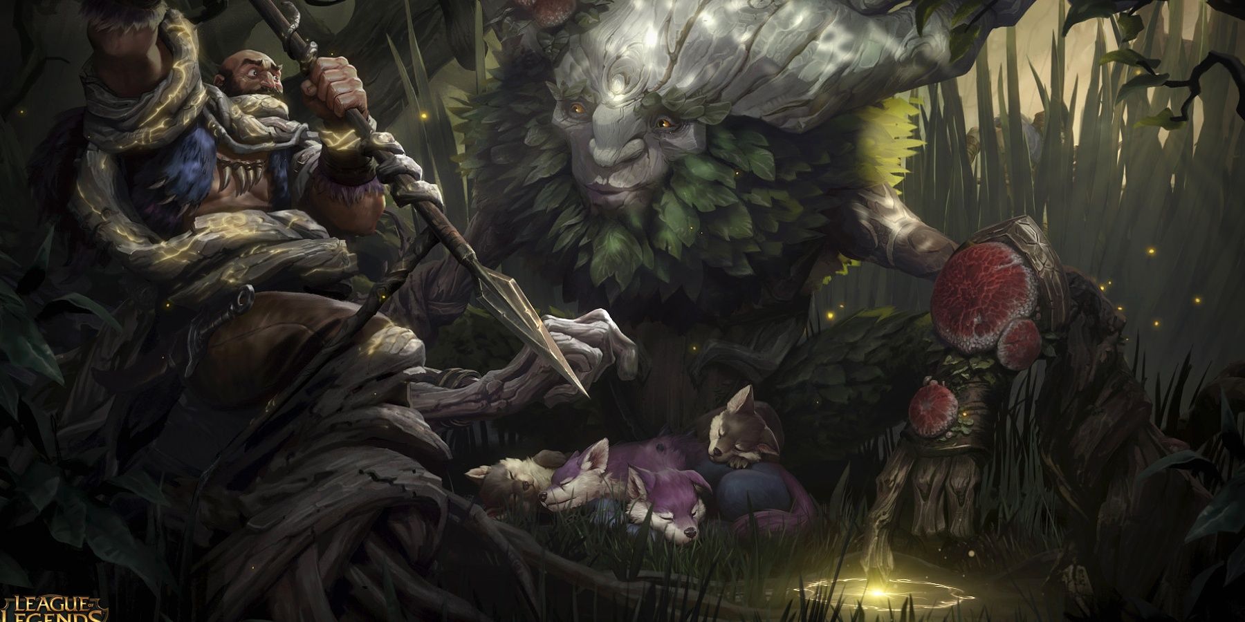 League Of Legends Ivern Holding Soldier Wolf Puppies 
