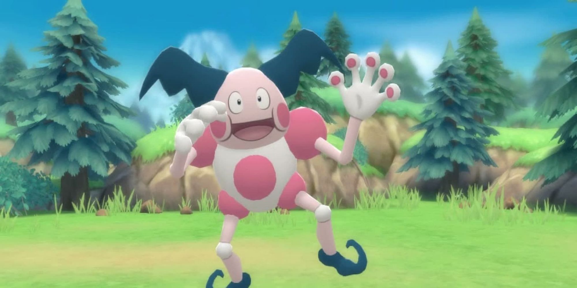 Mr Mime dances back and forth in Pokemon.