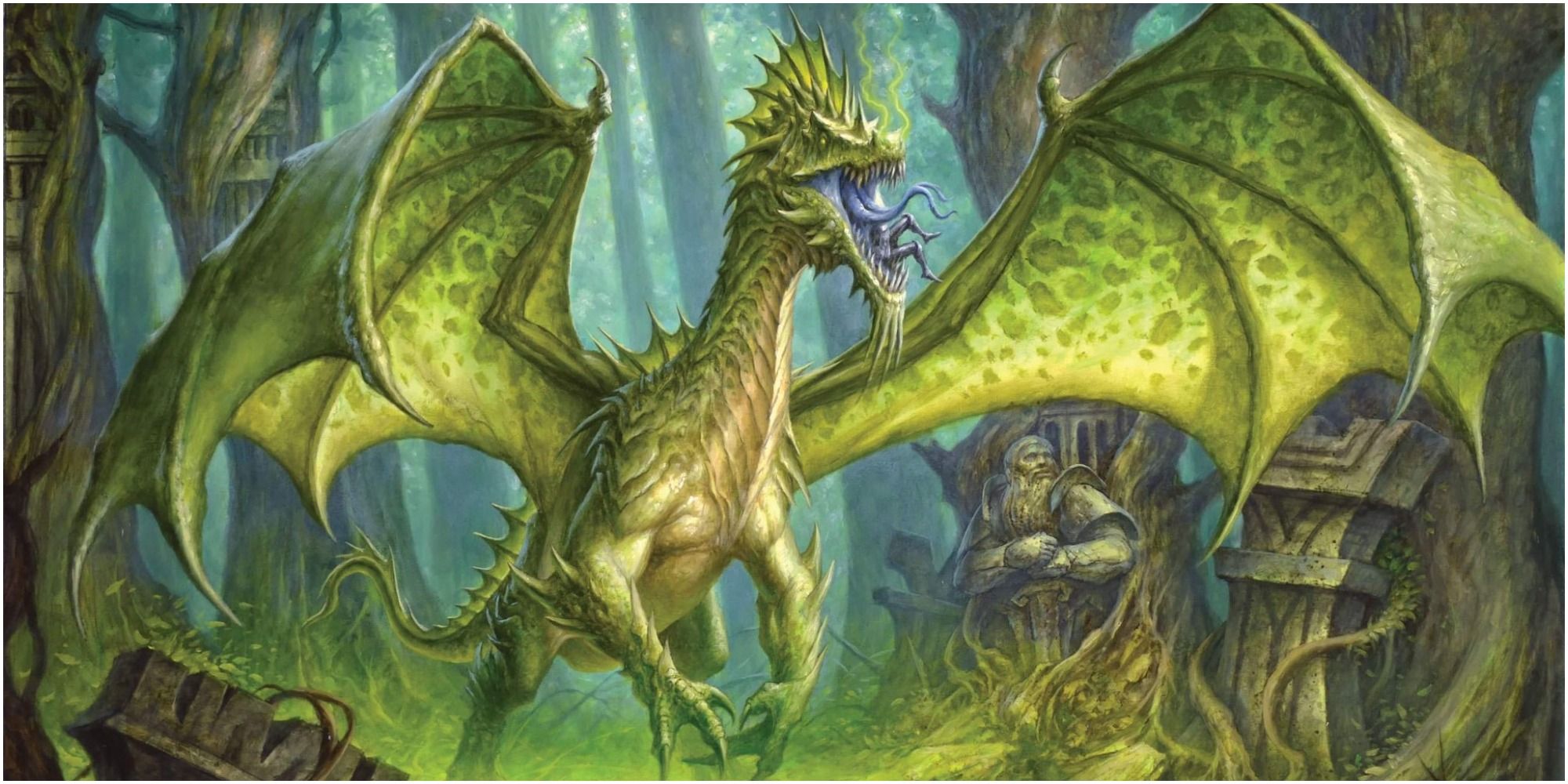 old gnawbone mtg d&d green dragon art filip burburan