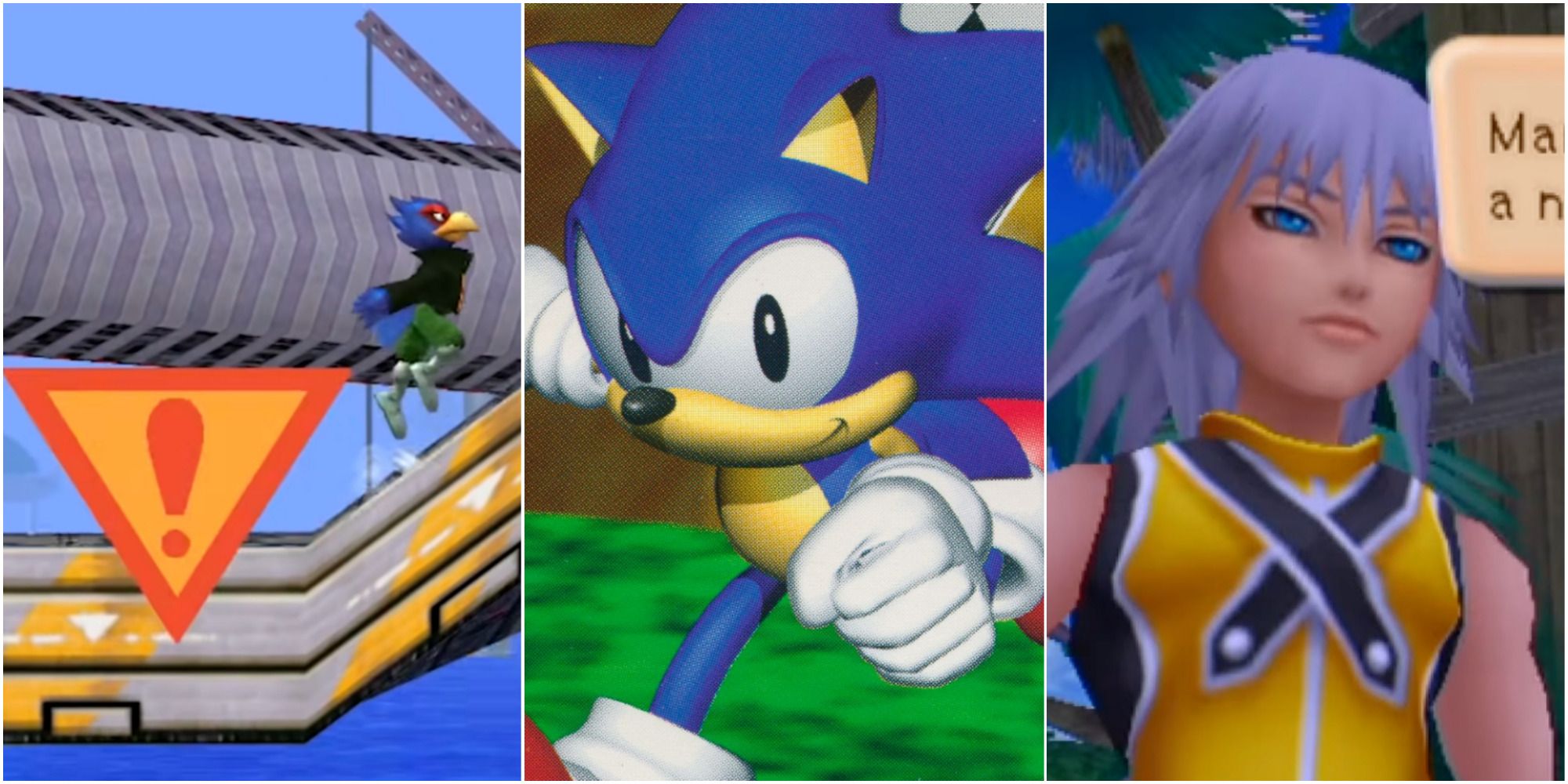 A collage of images from Super Smash Bros. Melee, Sonic R, and Kingdom Hearts