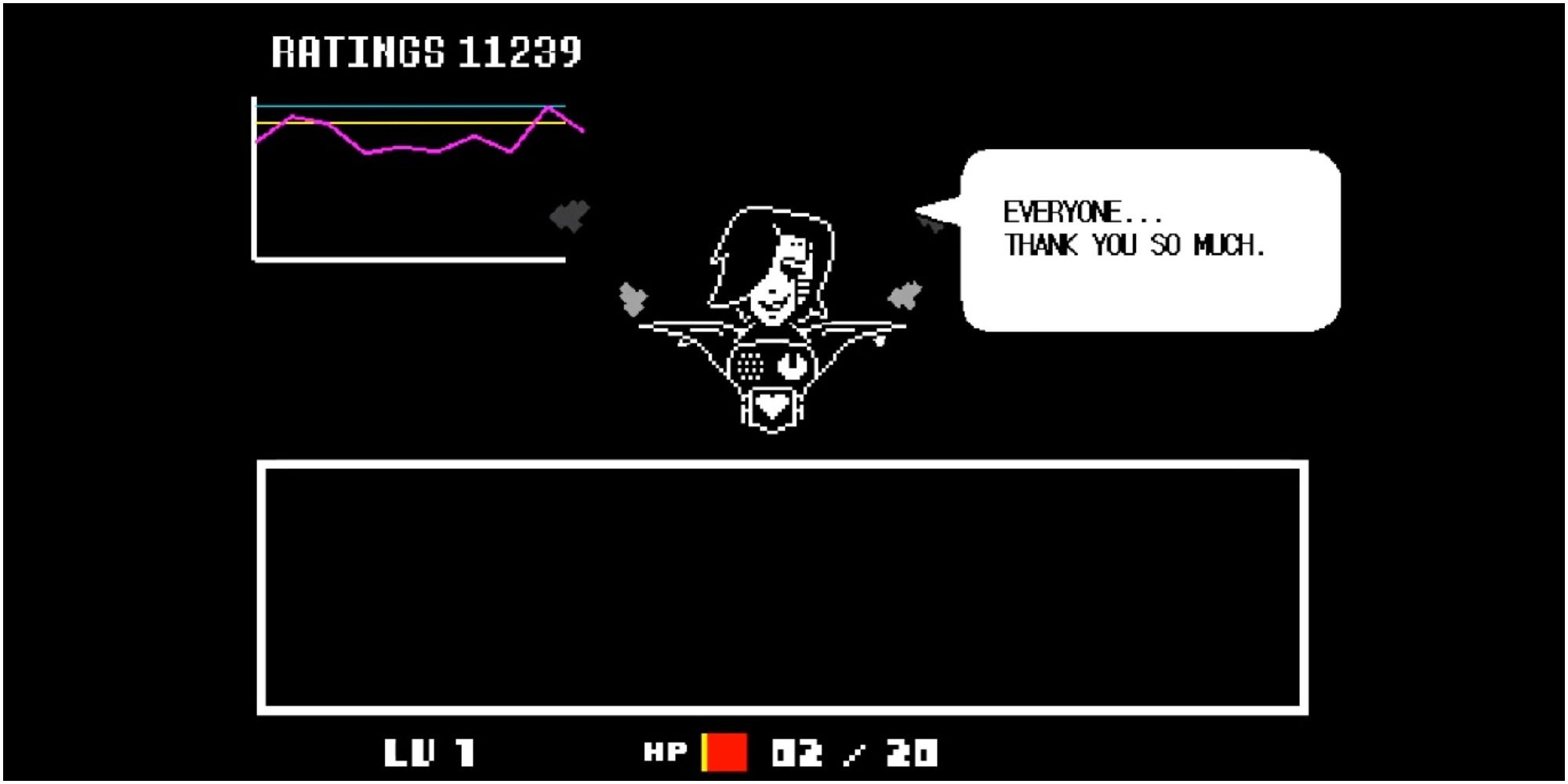 Mettaton EX thanking his fans after reaching ratings above ten thousand.