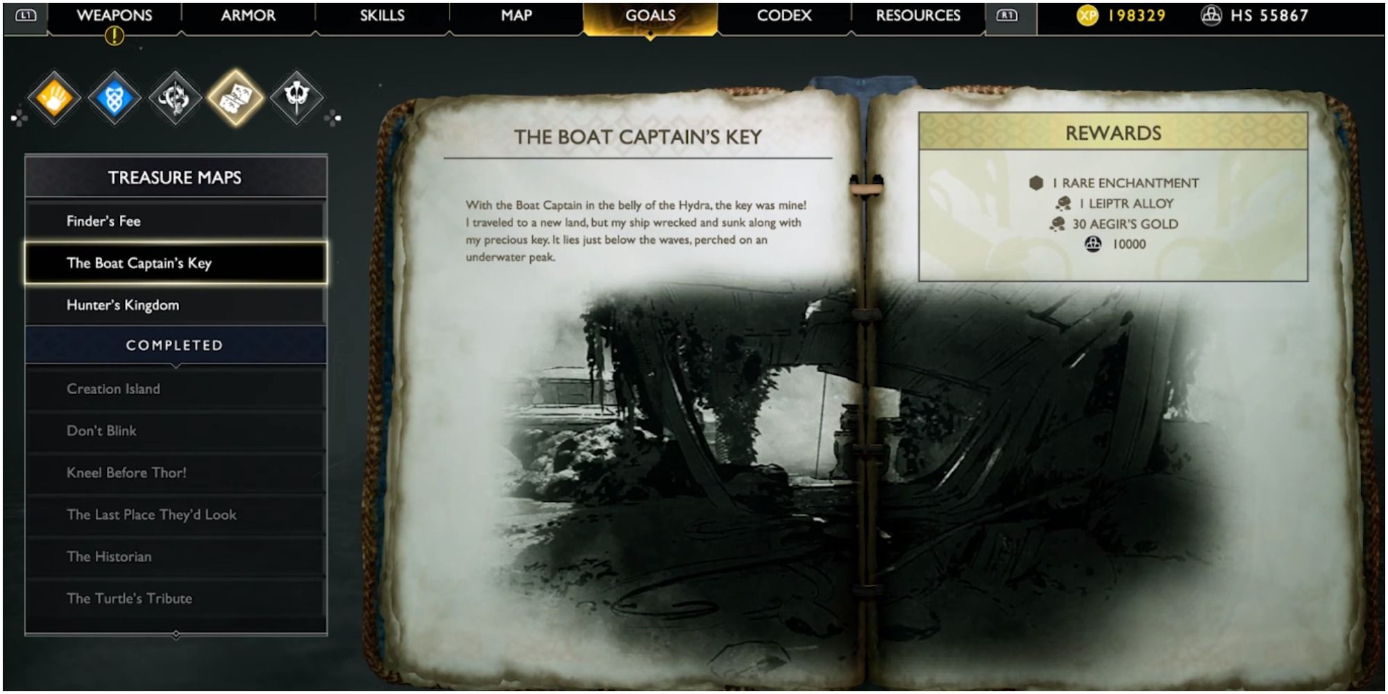 God Of War The Boat Captain’s Key Treasure Map