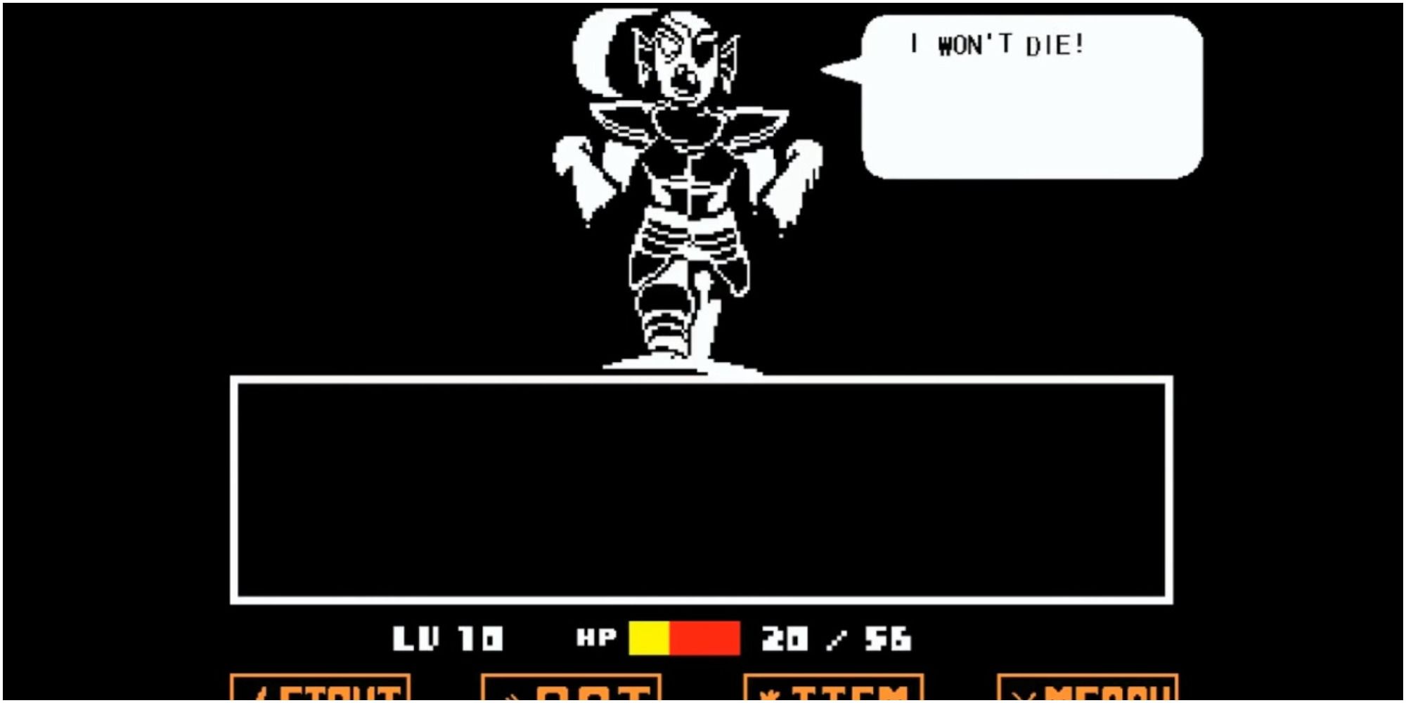 Undyne fading away after being defeated and trying to not die.