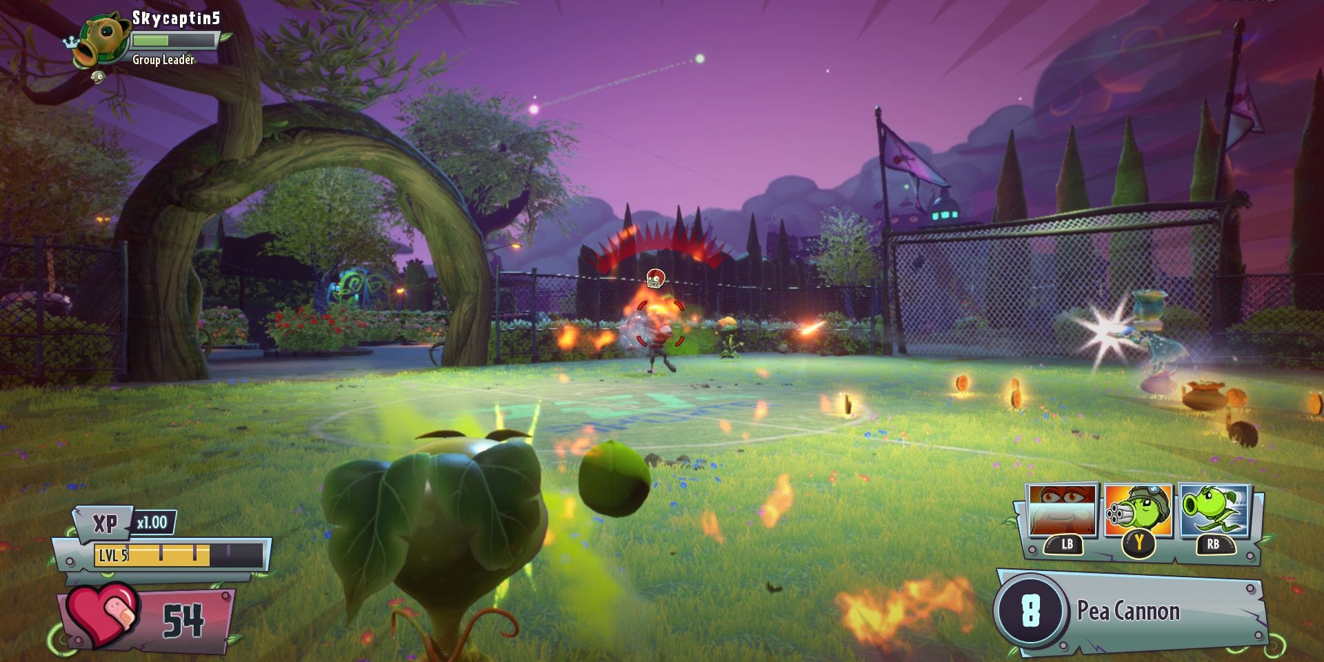 A screenshot showing gameplay in Plants vs. Zombies: Garden Warfare 2