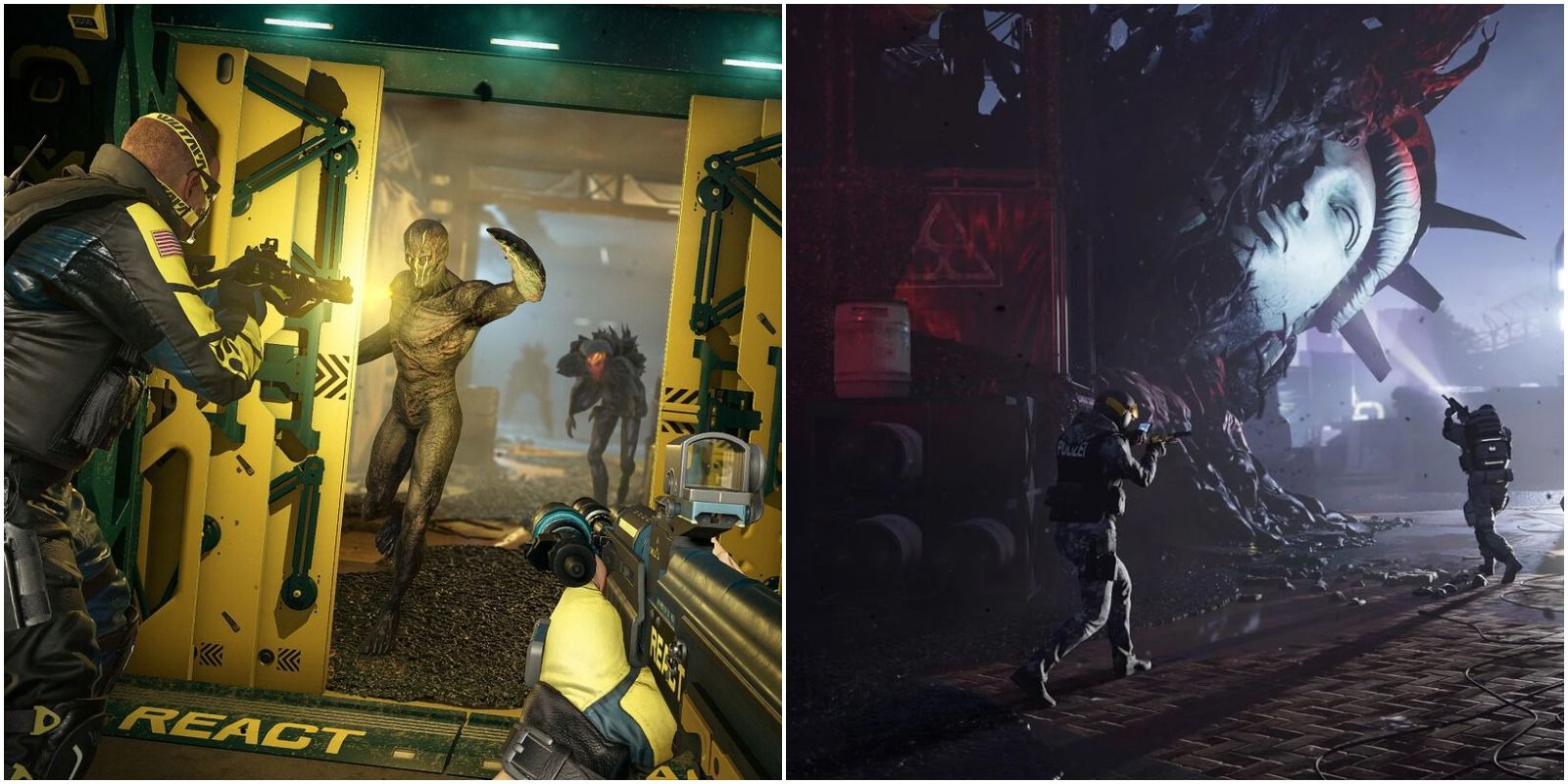 A collage showing gameplay in Rainbow Six Extraction