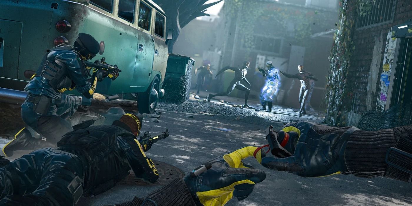 A screenshot showing throwing a grenade in Rainbow Six Extraction