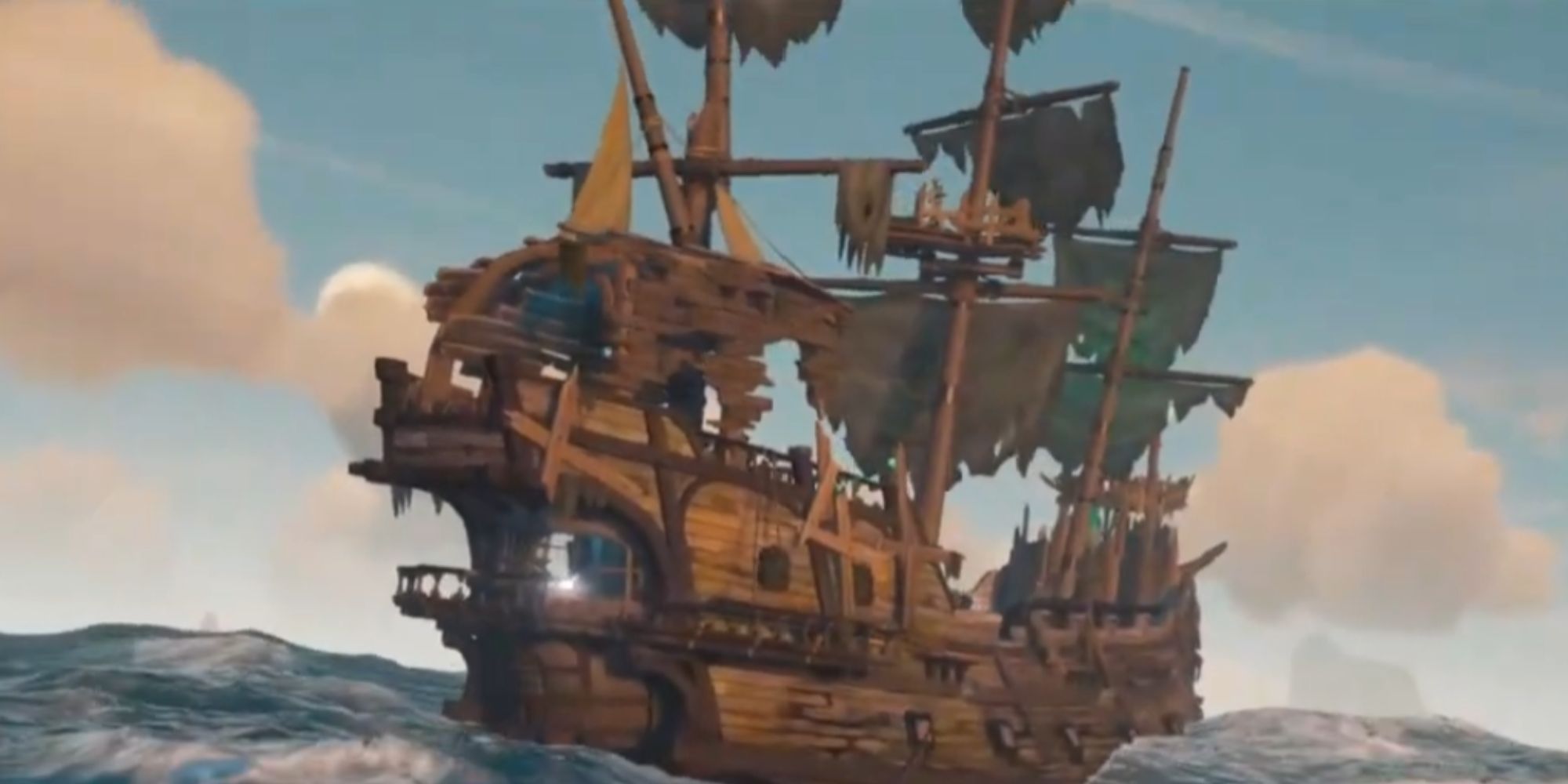 Skeleton galleon sailing on the ocean in Sea Of Thieves