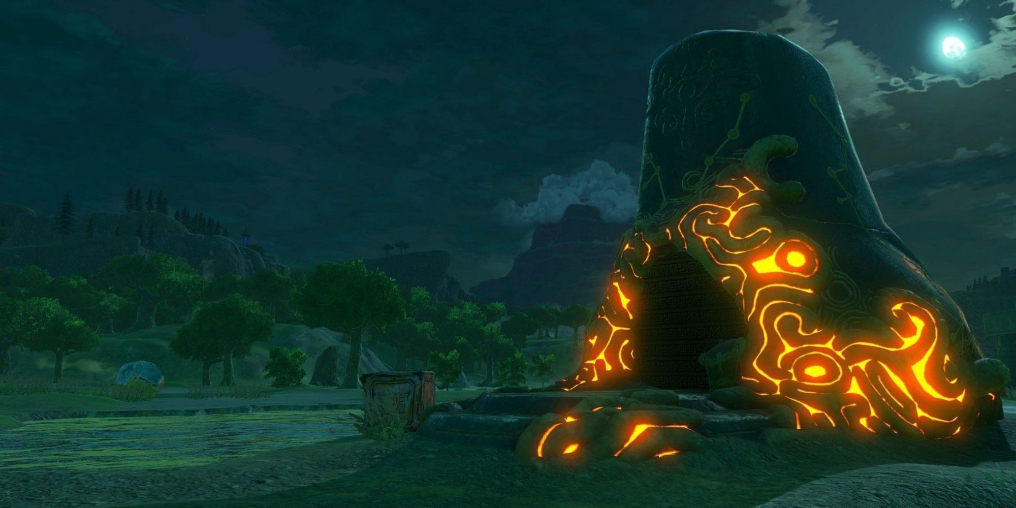 shrine in breath of the wild during the night