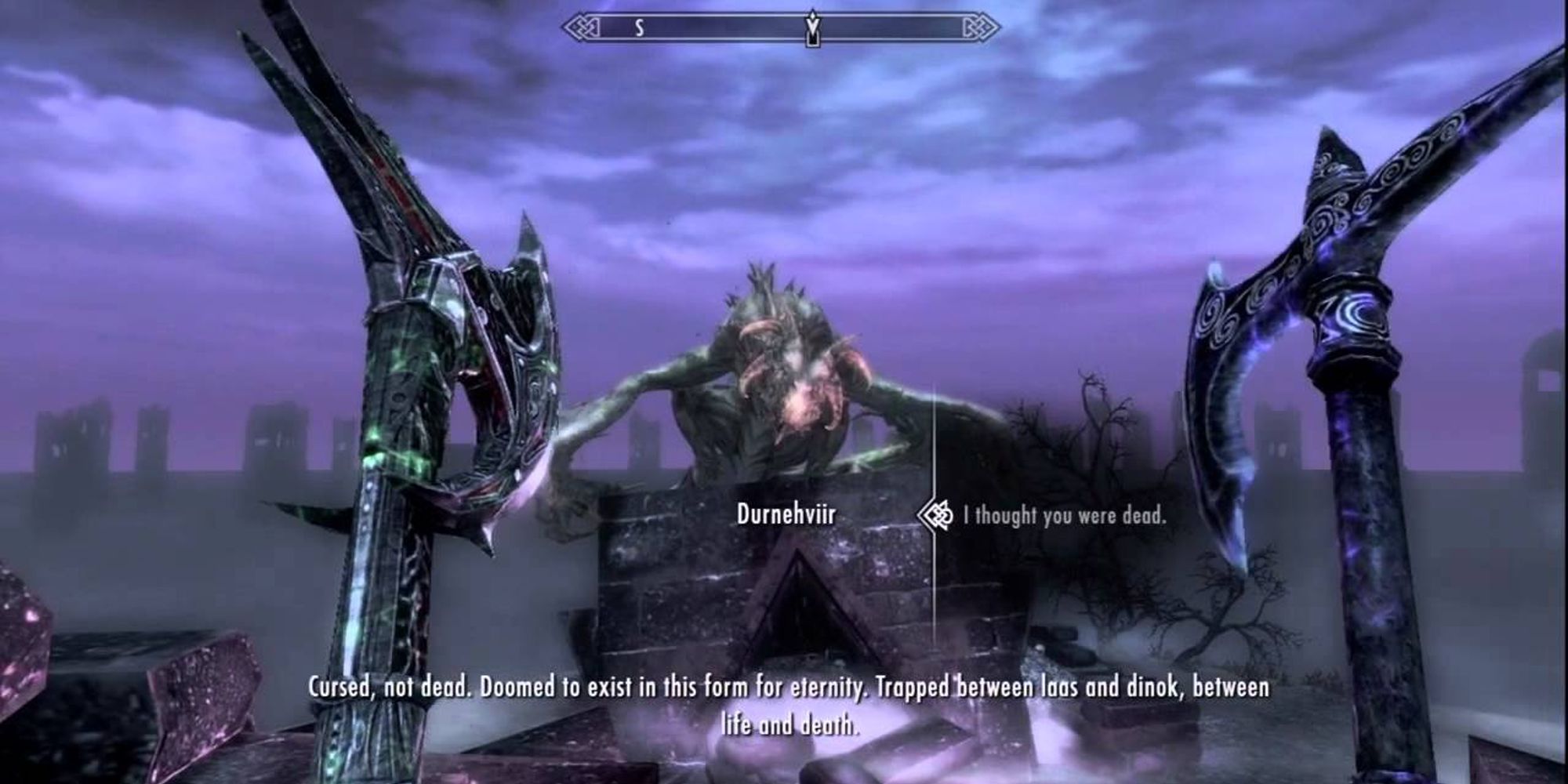 player speaking to Durnehviir after battle