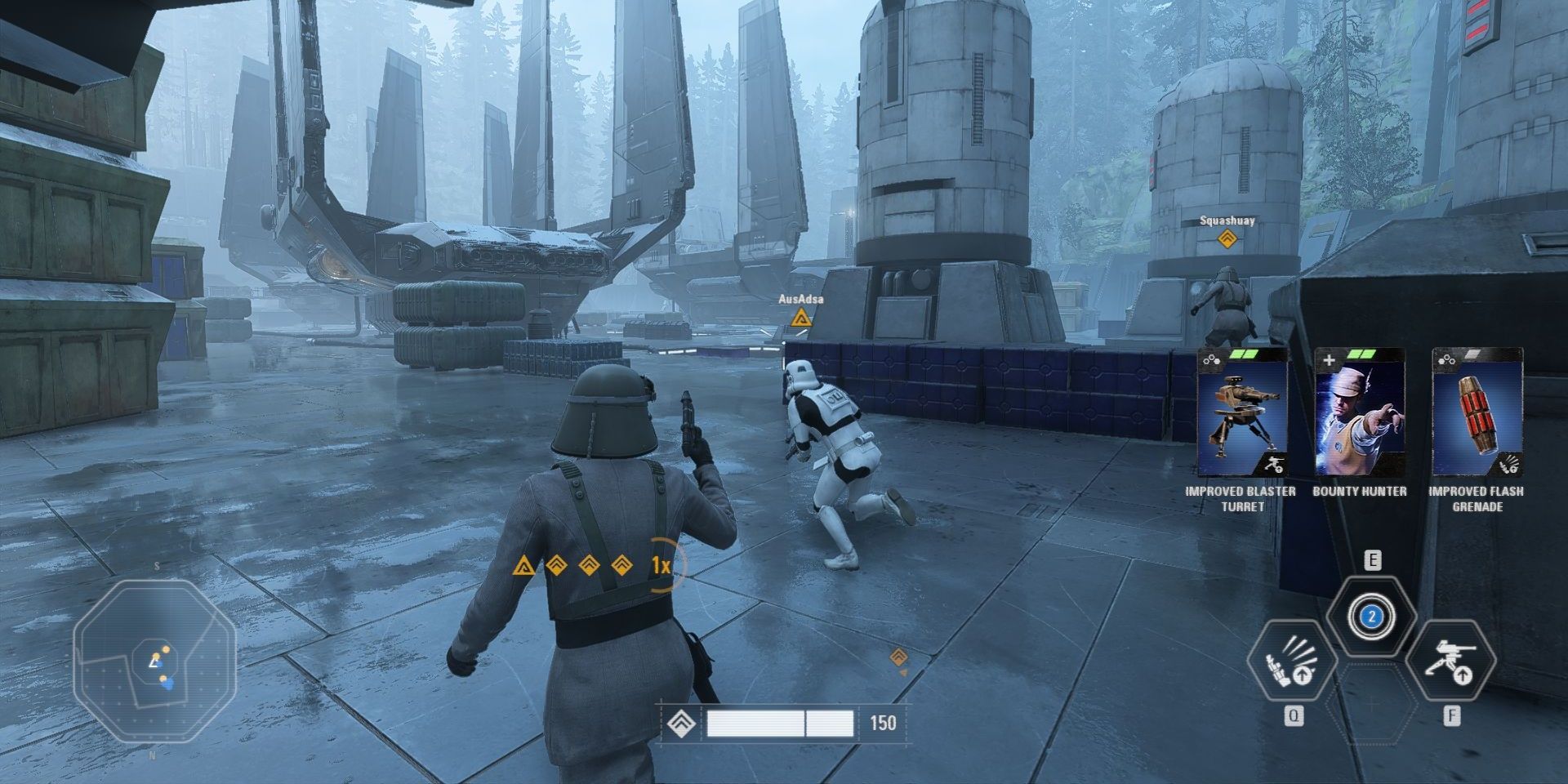 A screenshot showing gameplay in Star Wars Battlefront 2