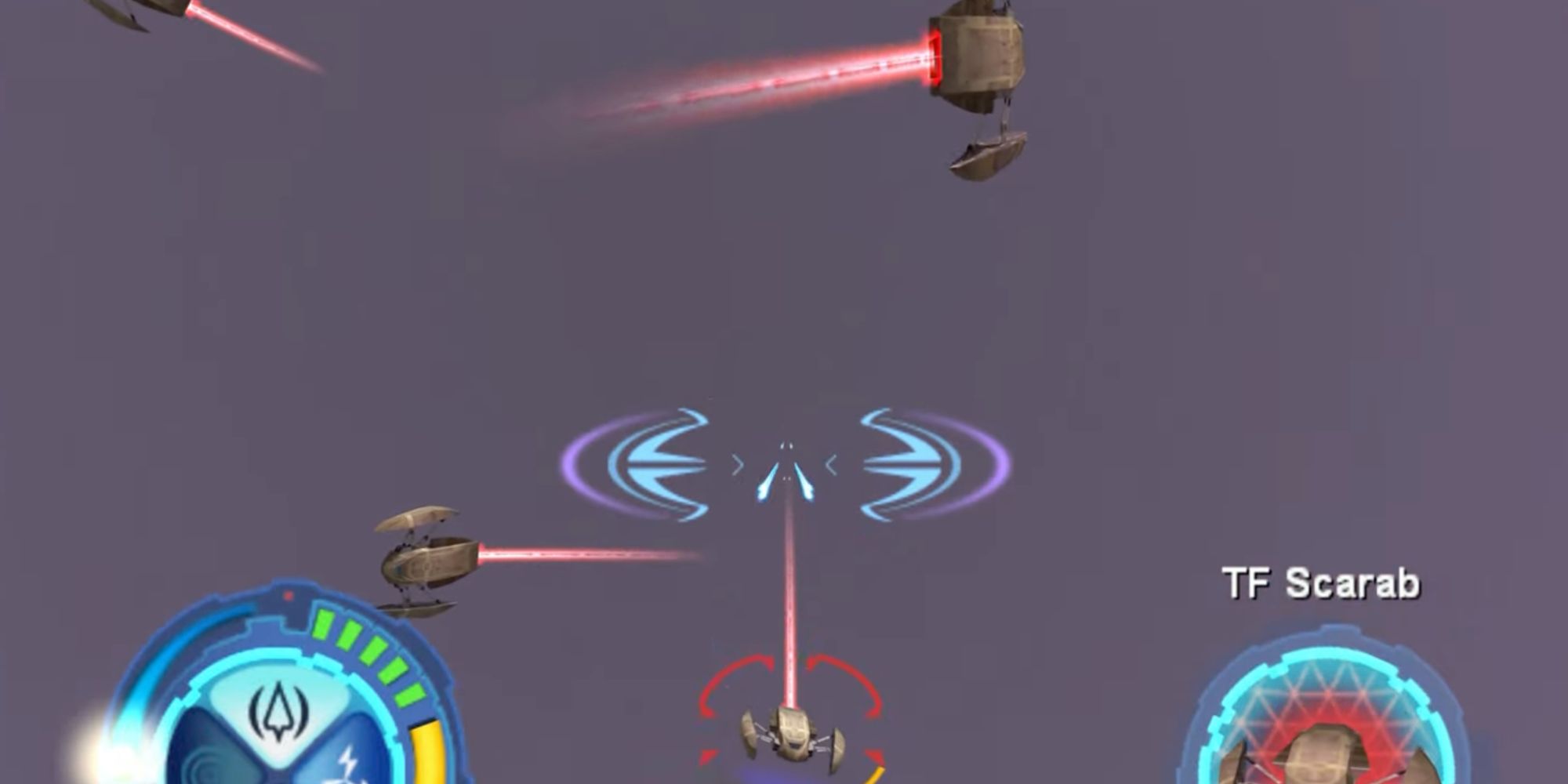 The player's ship targets an enemy in Star Wars: Jedi Starfighter