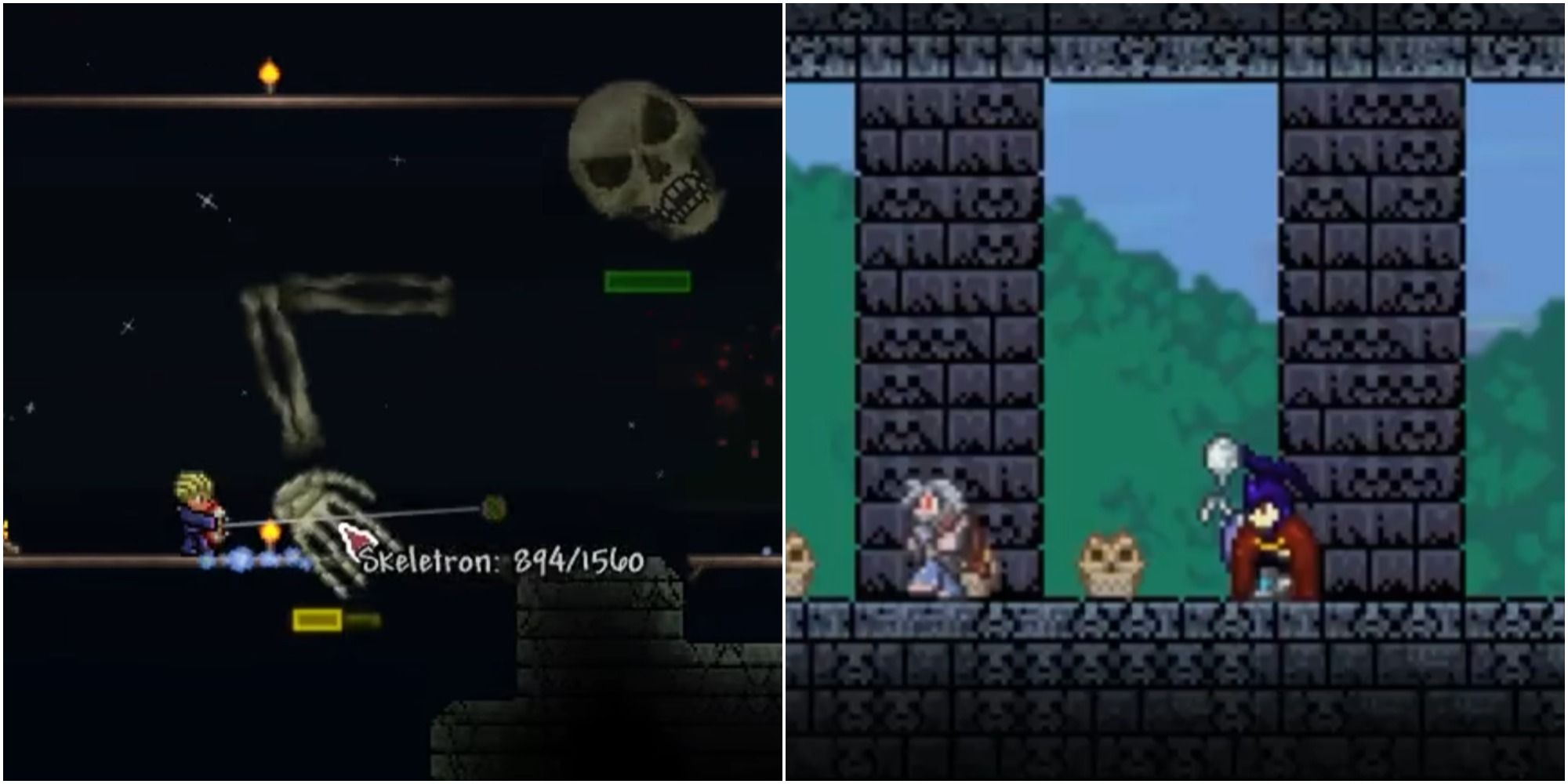 terraria_skeletron_boss_fight_and_dungeon_entrance