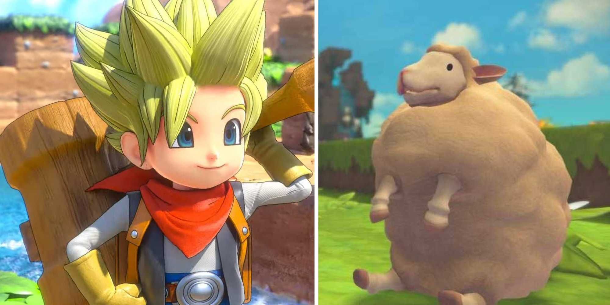 the legendary builder and a sheep in dragon quest builders 2