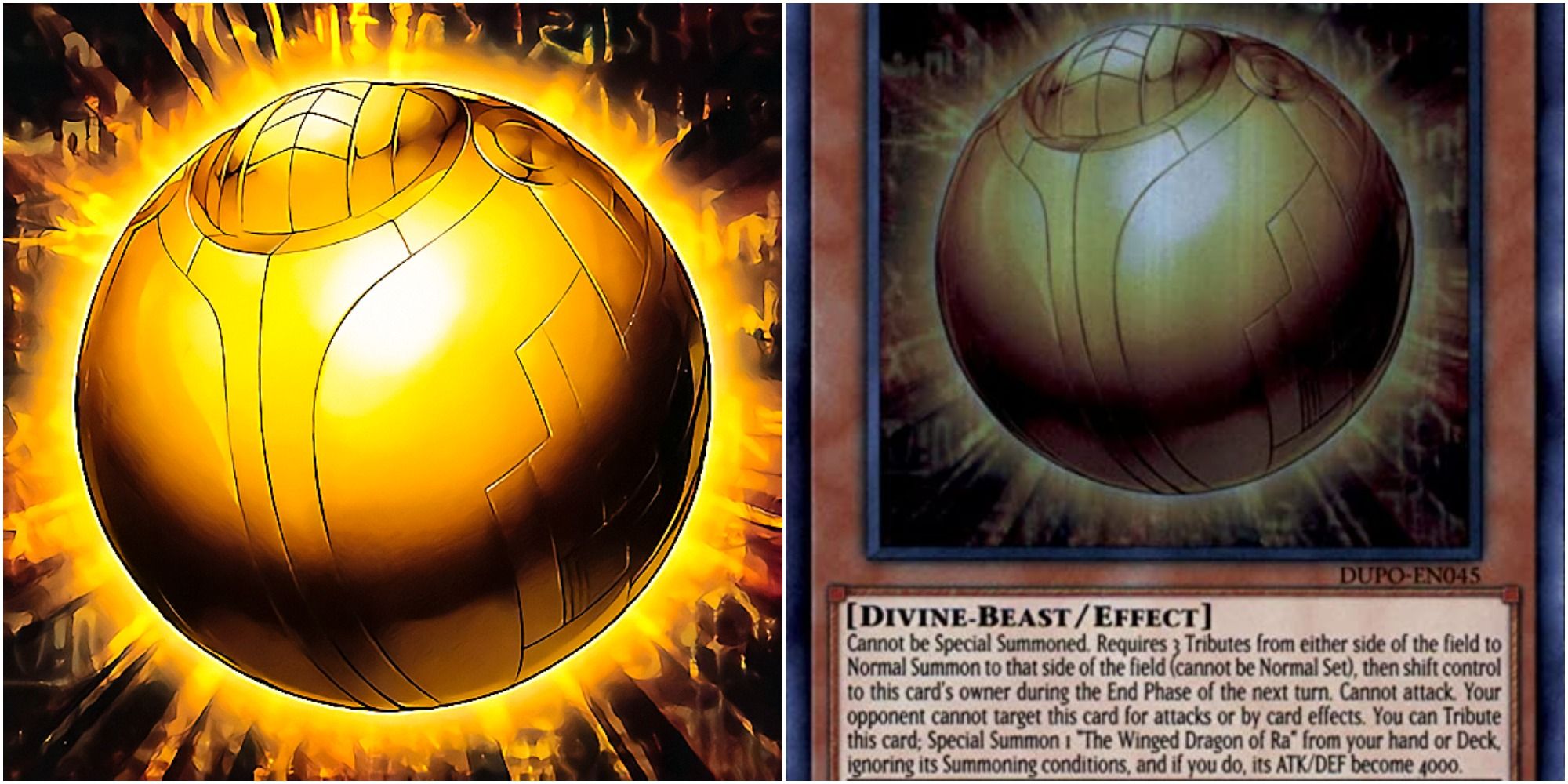 the winged dragon of ra - sphere mode card art and text
