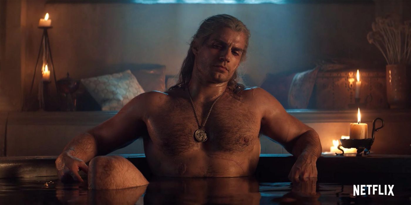 Henry Cavill as Geralt in a bath