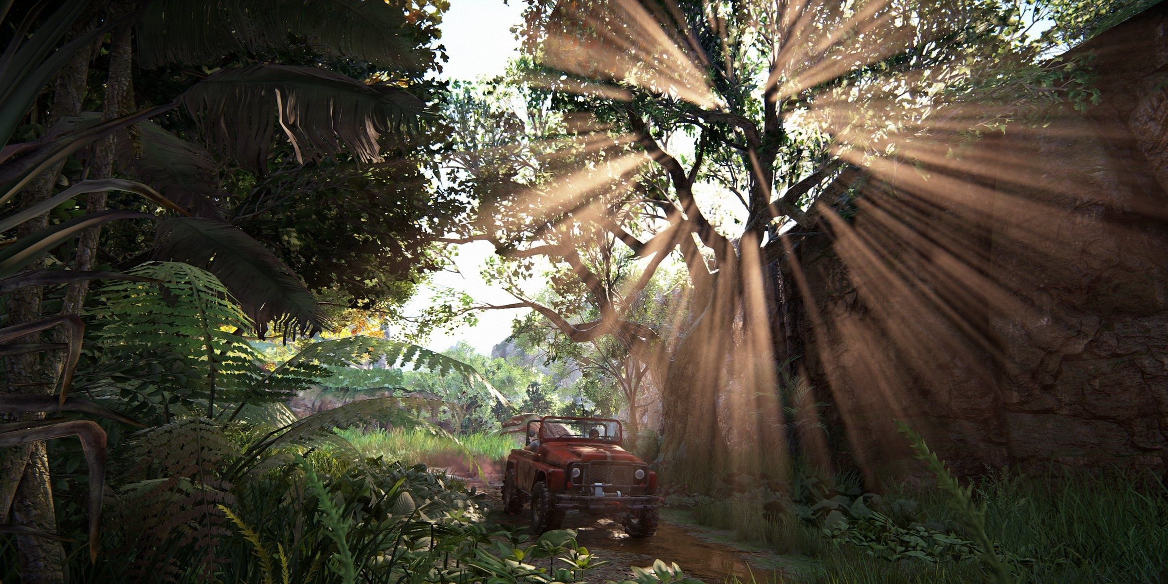 A screenshot showing a cutscene in Uncharted: The Lost Legacy