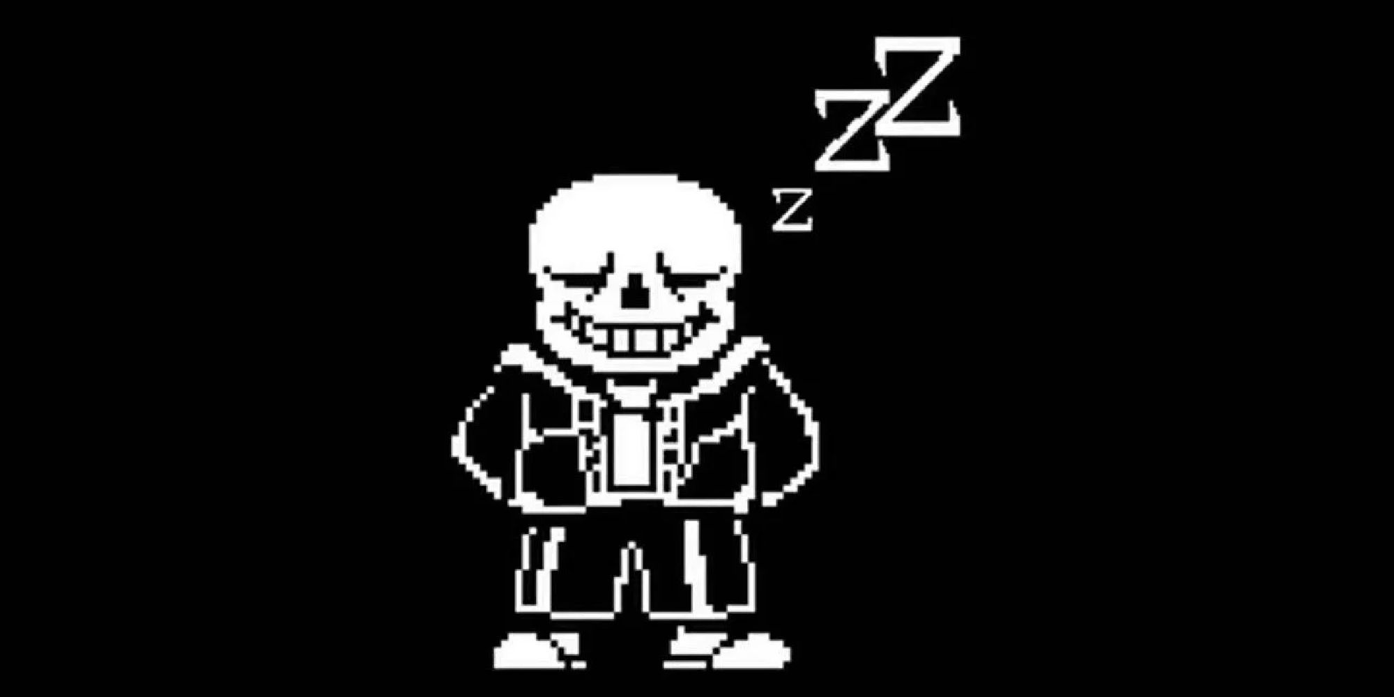 Sans sleeps with his hands in his pockets in Undertale