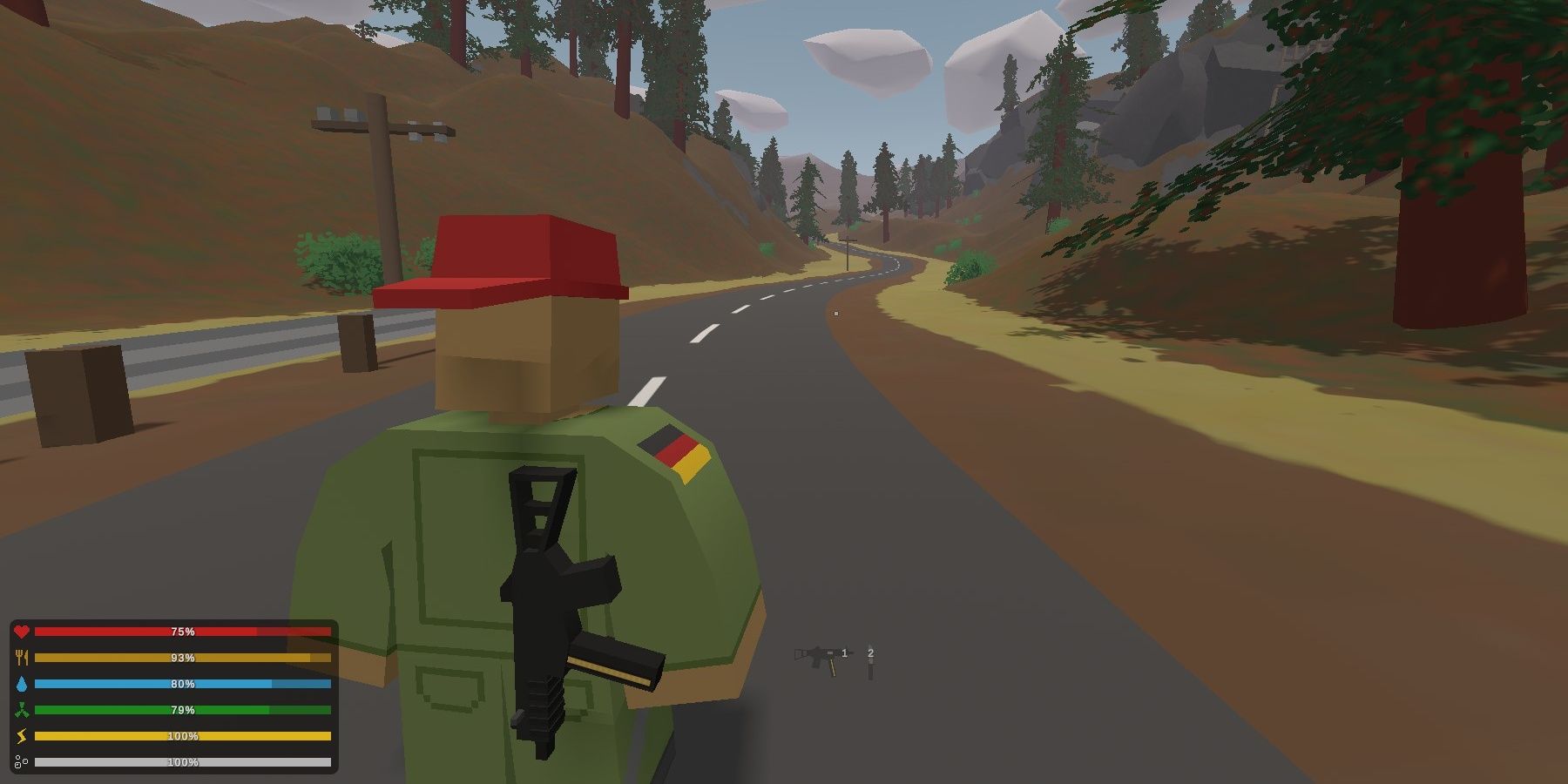 Unturned player looks down an empty road
