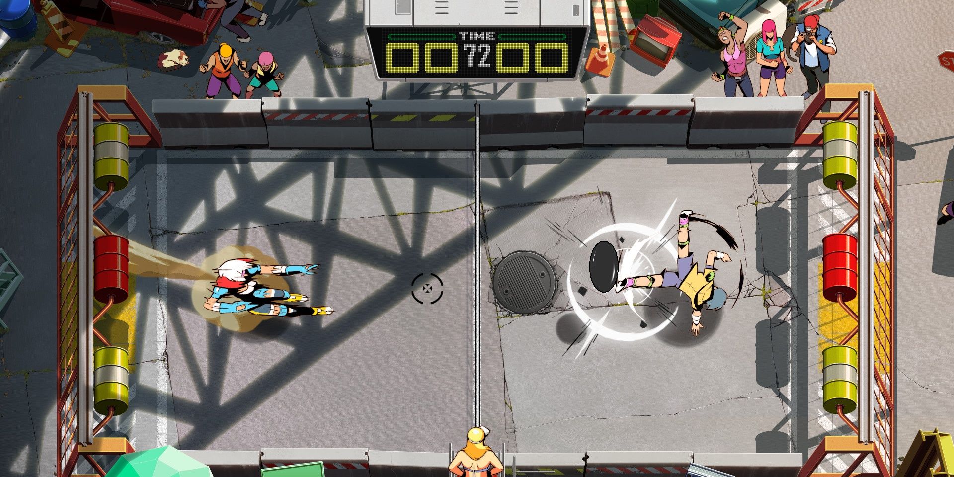 A screenshot showing gameplay in Windjammers 2