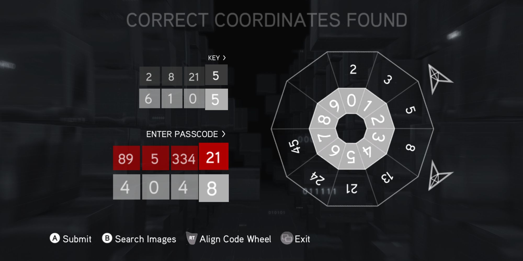Assassin&rsquo;s Creed Brotherhood Screenshot Of Cluster 10 Passcode