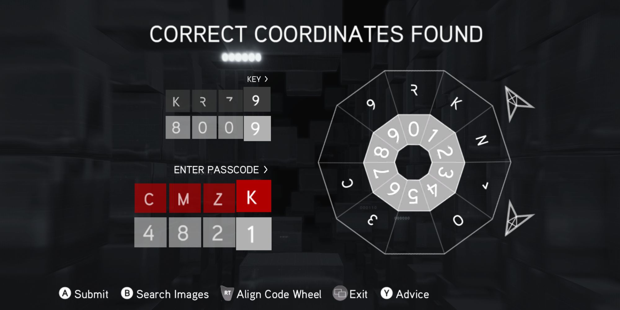 Assassin&rsquo;s Creed Brotherhood Screenshot Of Cluster 7 Passcode