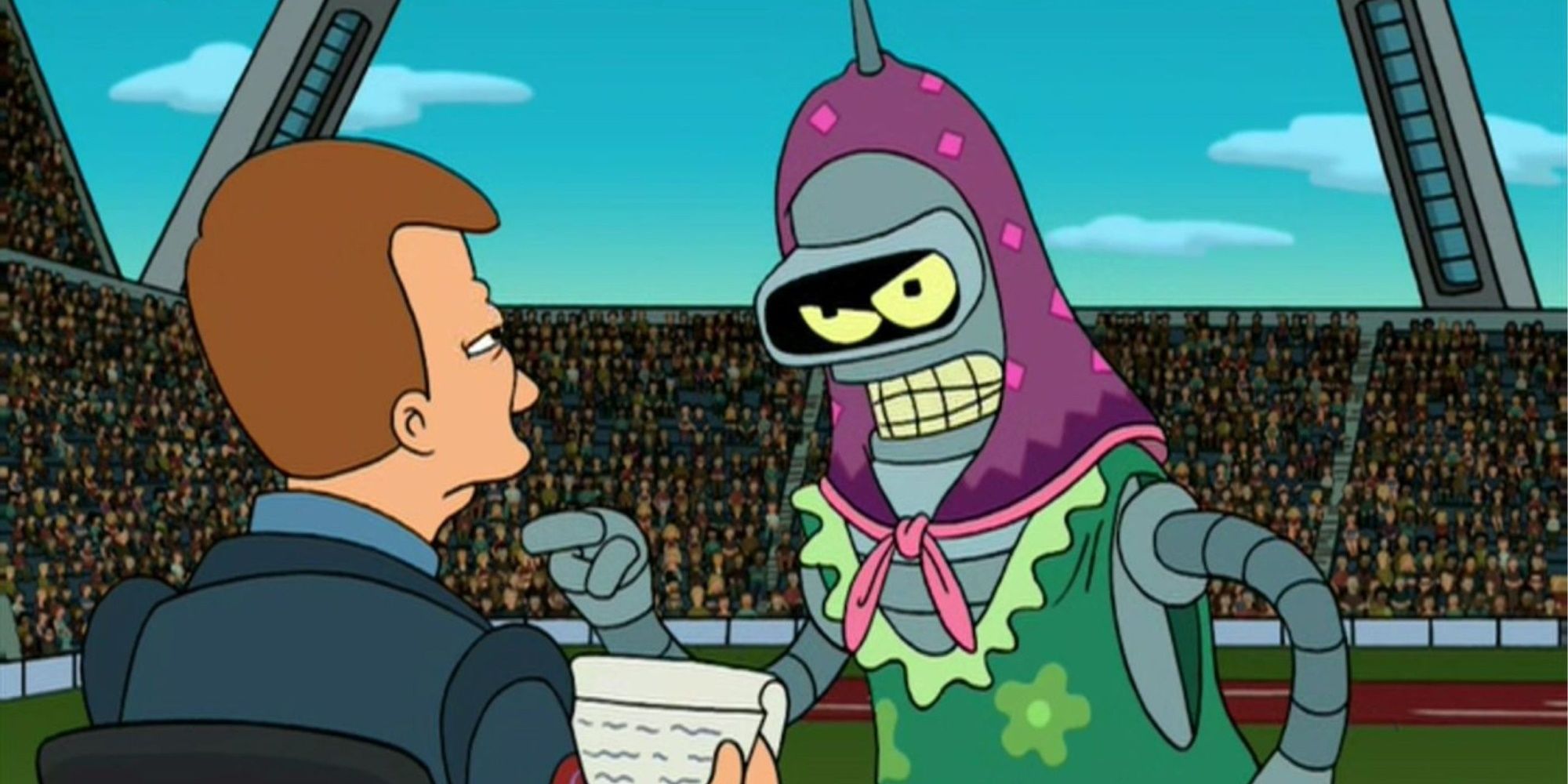 Bender Futurama in the episode Bend Her dressed as Coillette
