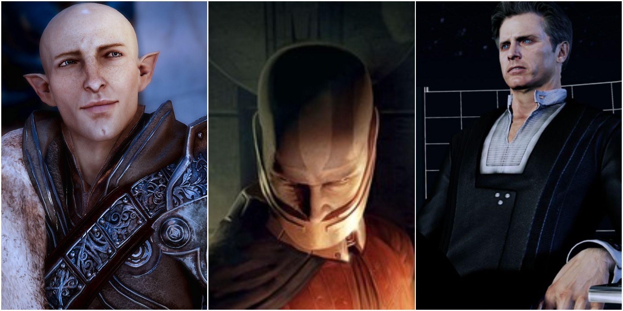 From left to right: Solas from Dragon Age, Darth Malak from Star Wars and the Illusive Man from Mass Effect. All villains created by game developer BioWare