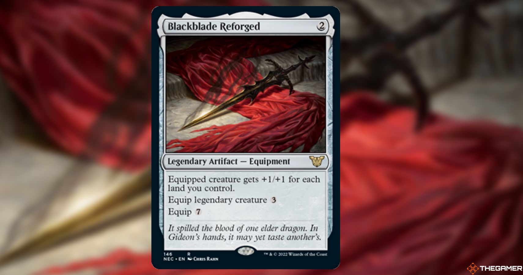 Image of the Blackblade Reforged card in Magic: The Gathering, with art by Chris Rahn