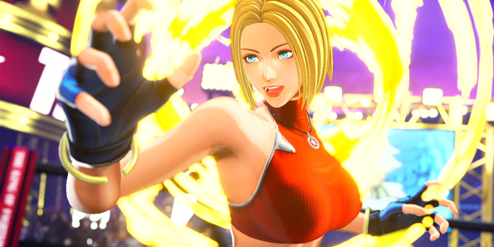 Blue Mary launched his Klimax Super Special move, my explosive, during a fight in hypertensive Galaxy. King of the fighters 15.