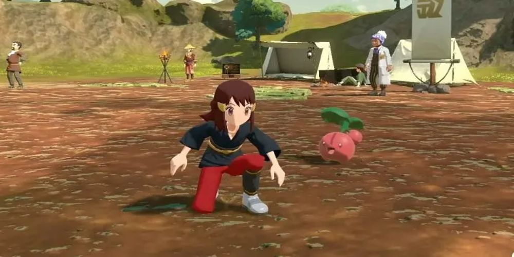 A player with their Cherubi in Pokemon Legends Arceus