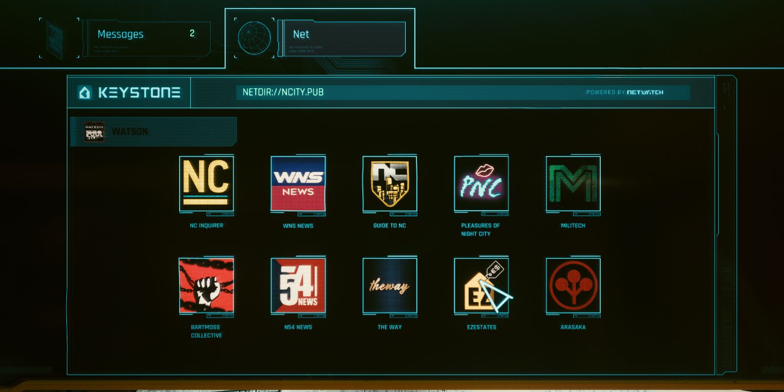 PC menu with cursor pointing to an apartment store in Cyberpunk 2077.