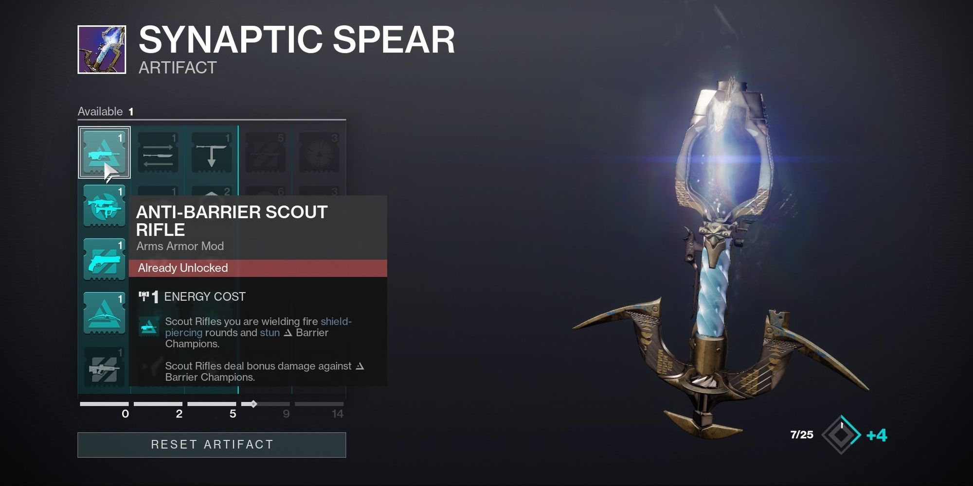 Destiny 2 Synaptic Spear Artifact Guide