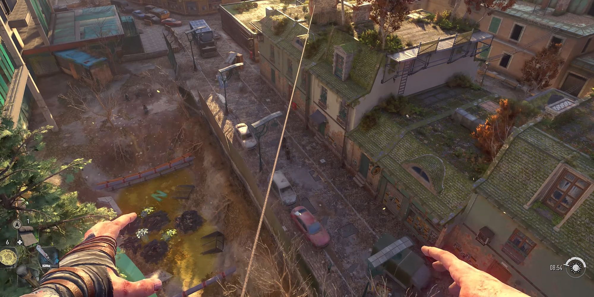 Dying Light 2 - Aiden Jumping From A Great Height Onto A Zipline