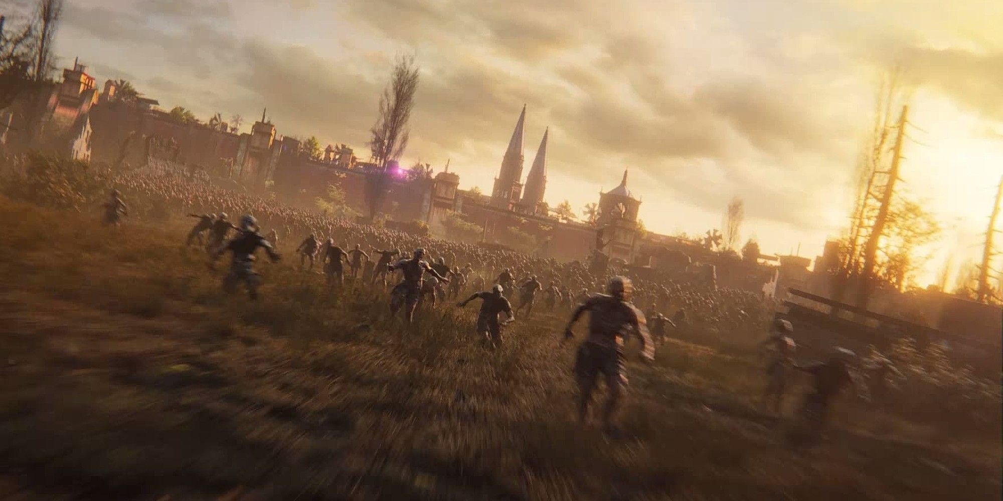 dying light 2 zombies running in a field
