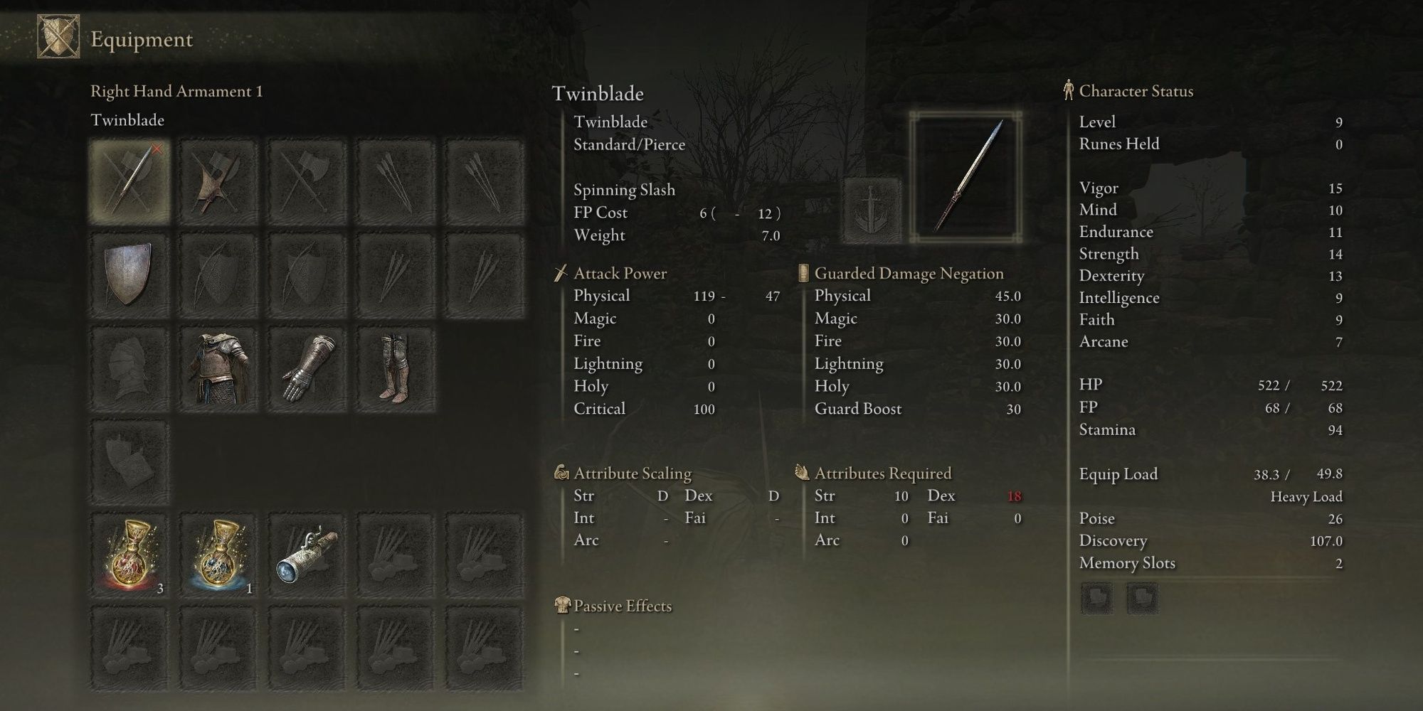 Elden Ring Twinblade Stats