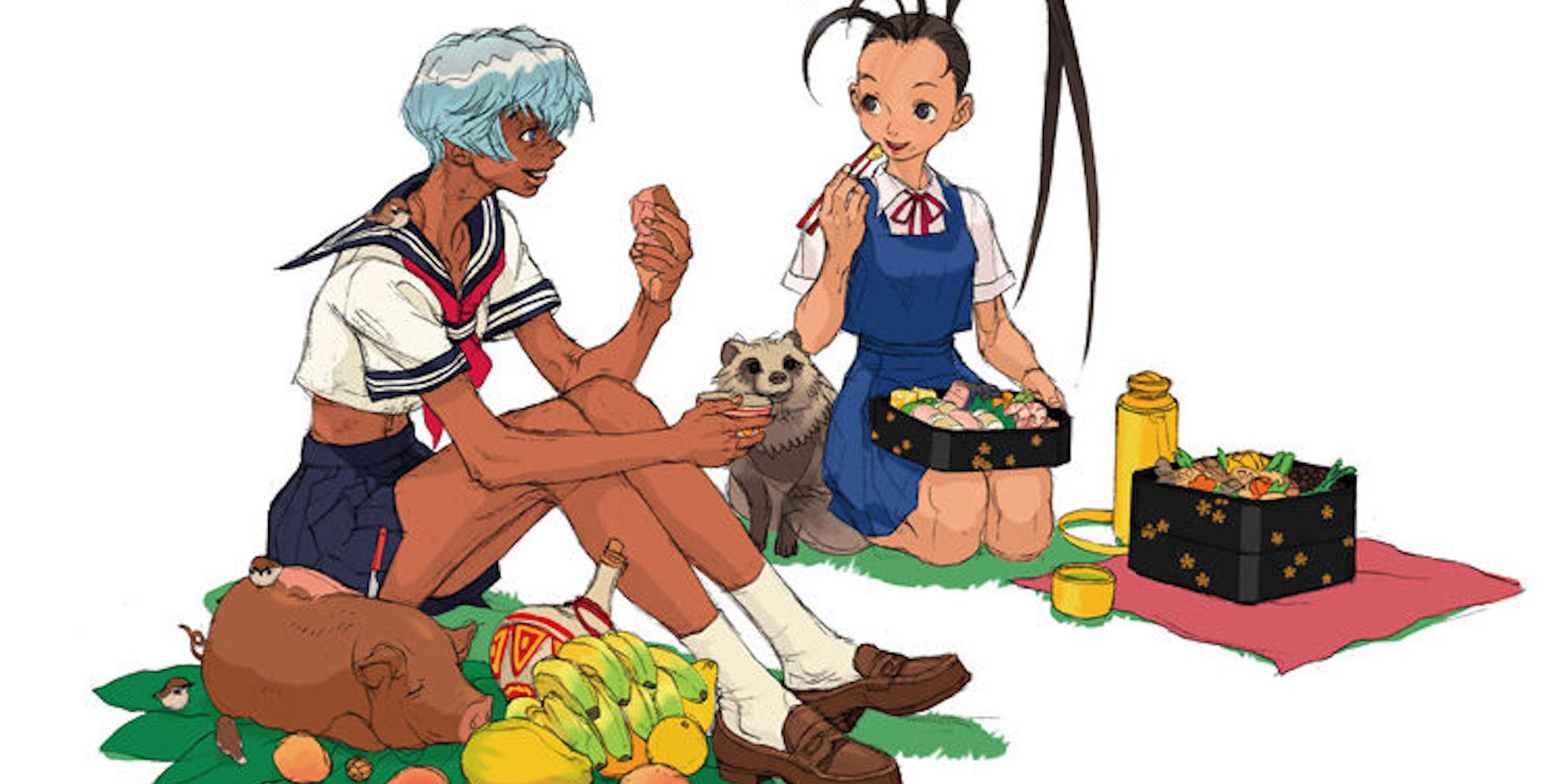 Elena enjoying a picnic with new friend Ibuki