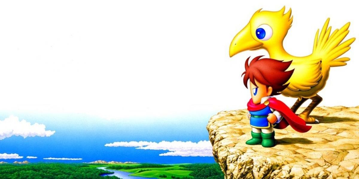 FFV Bart and Chocobo standing on cliff 