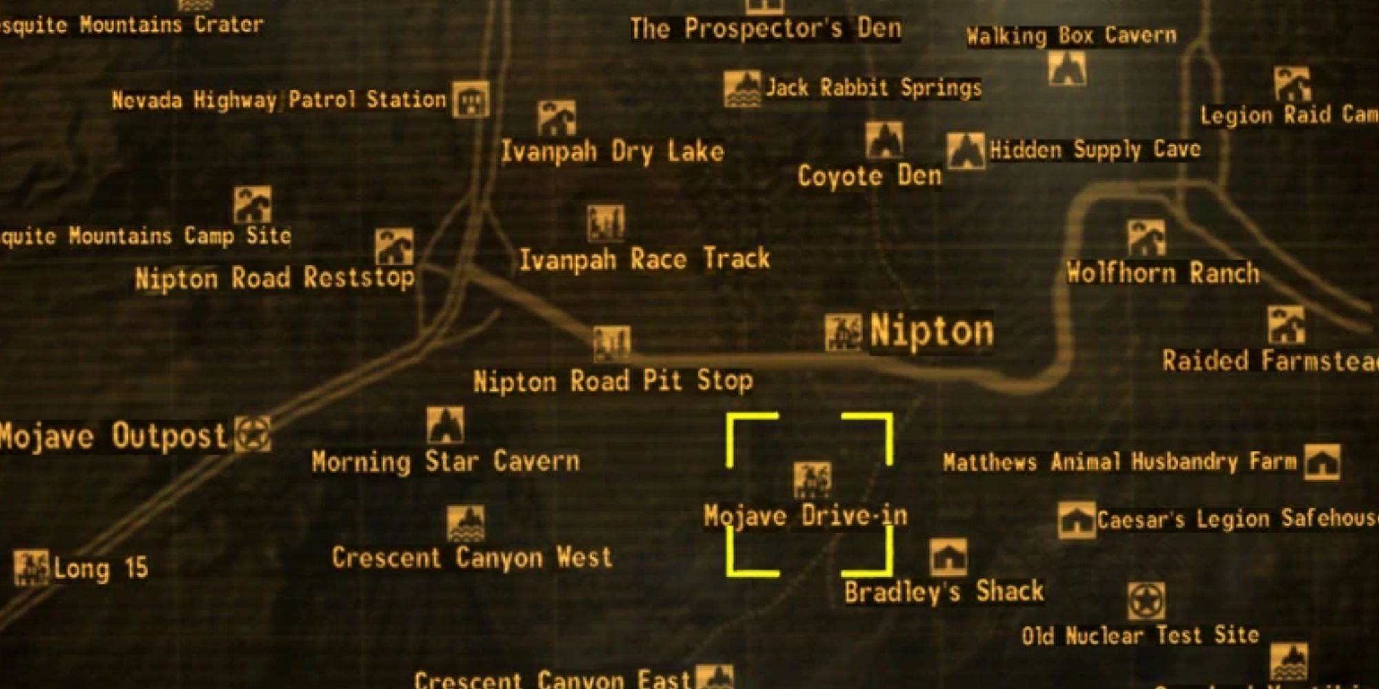 Fallout New Vegas Mojave Drive-In On The Map