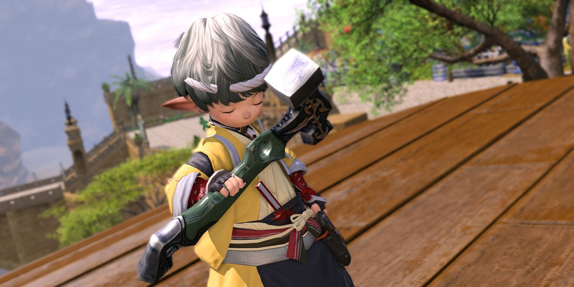Final Fantasy 14 Character with a Hammer