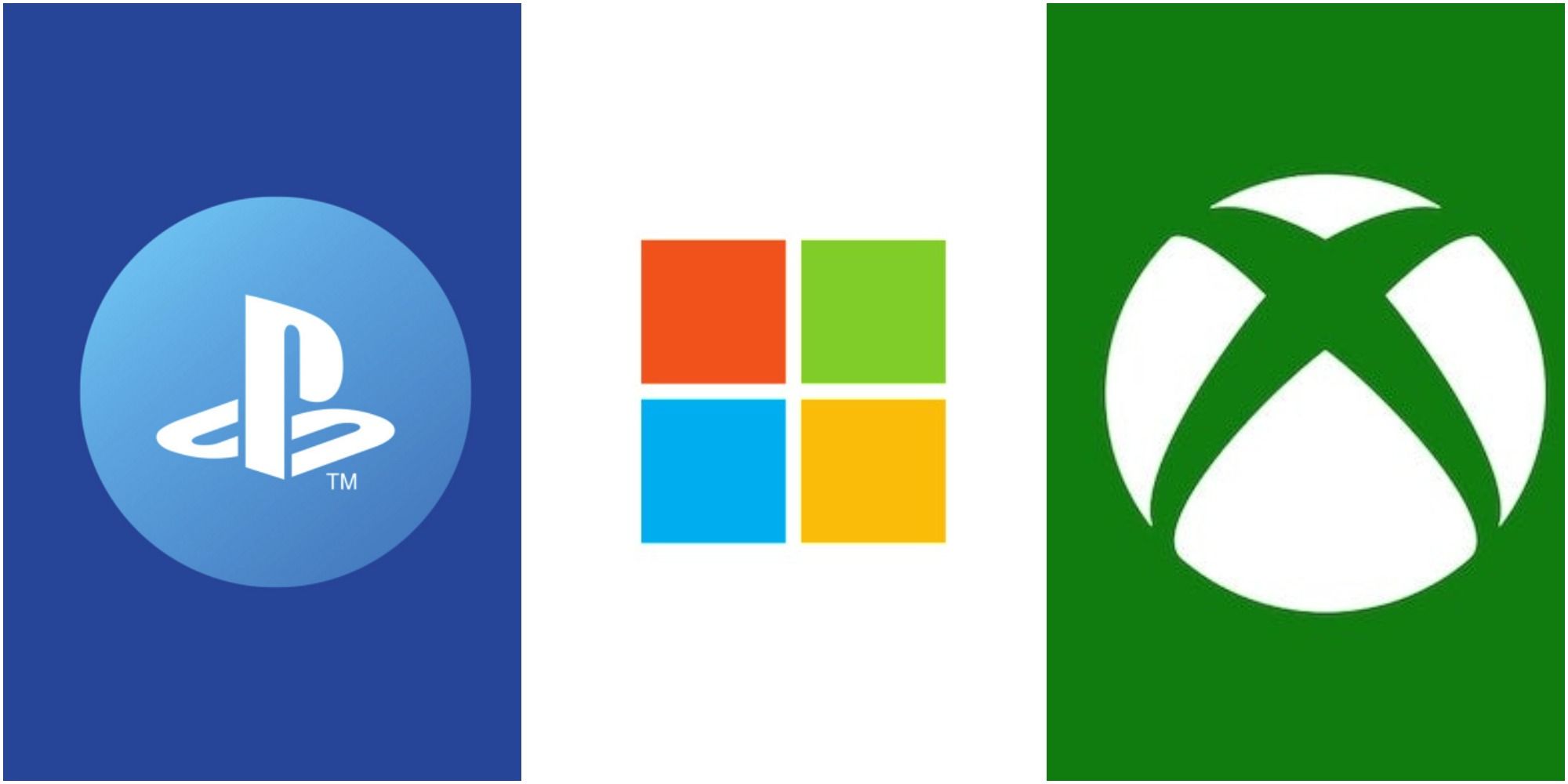 Playstation, Windows, and Xbox Company Logos Side By Side