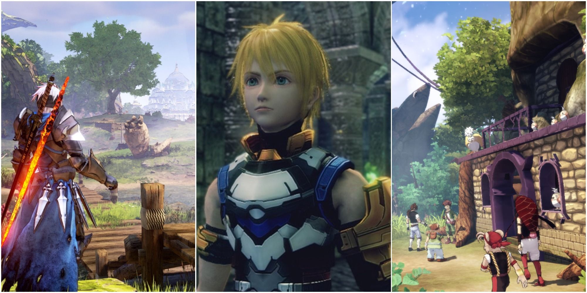 Games Like Edge of Eternity on the left is Alphen from Tales of Arise, in the middle is Edge from Star Ocean: The Last Hope and on the right is cover art for Shiness: The Lightning Kingdom