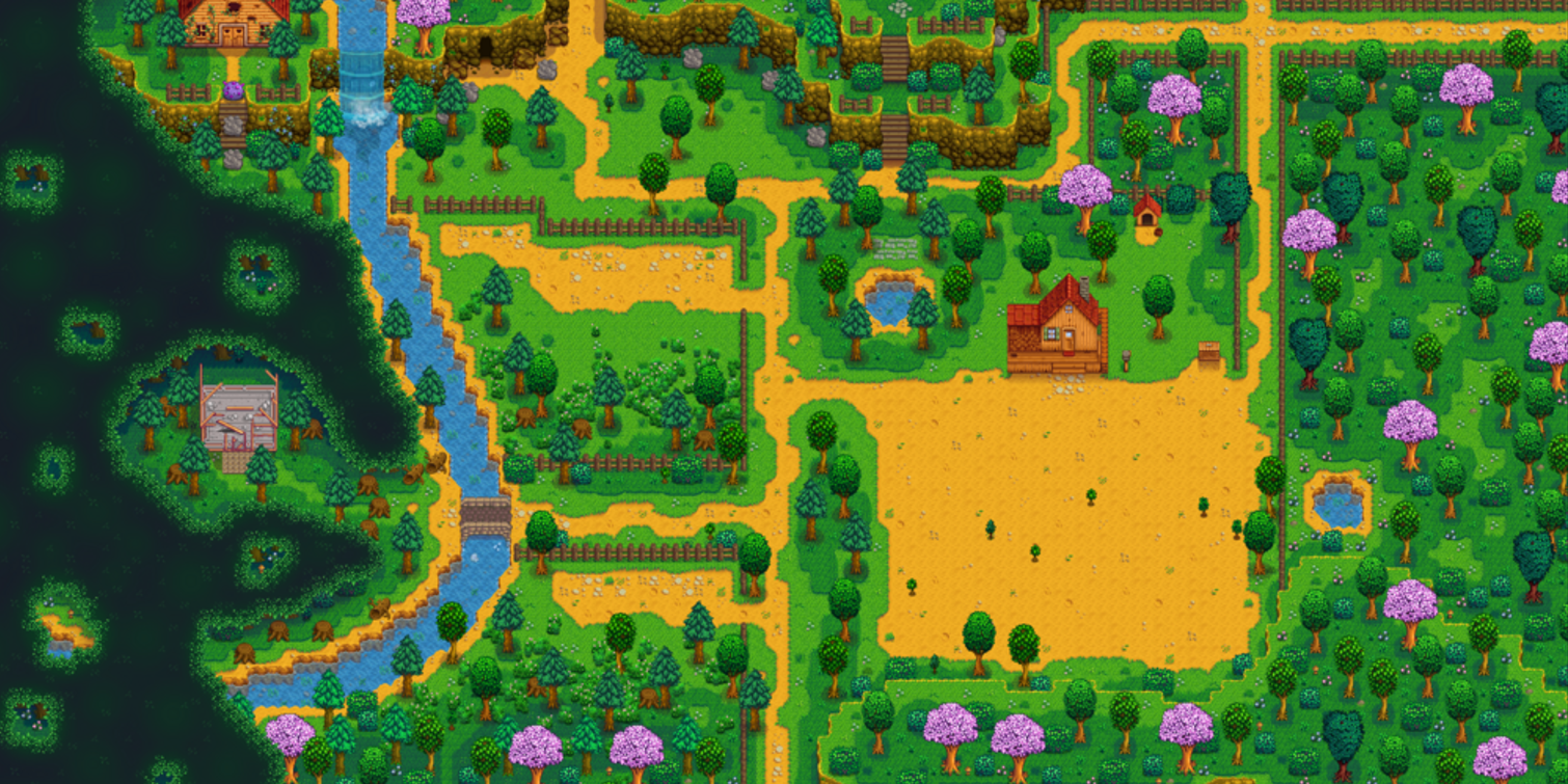 A bird's eye view of the Grandpa's Farm Map in Stardew Valley Expanded