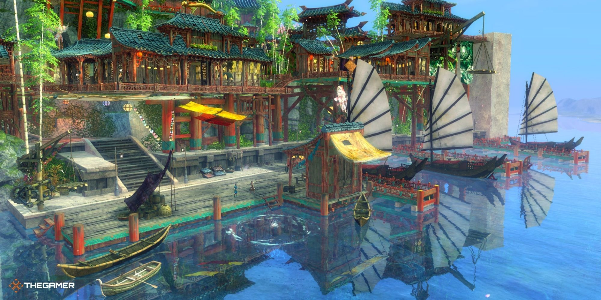 Guild Wars 2 End of Dragons - docks of a village in seitung province